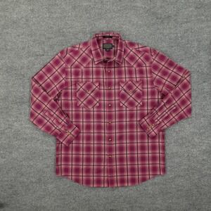 Pendleton Shirt Mens Large Red Plaid Frontier Western Pearl Snap Long Sleeve